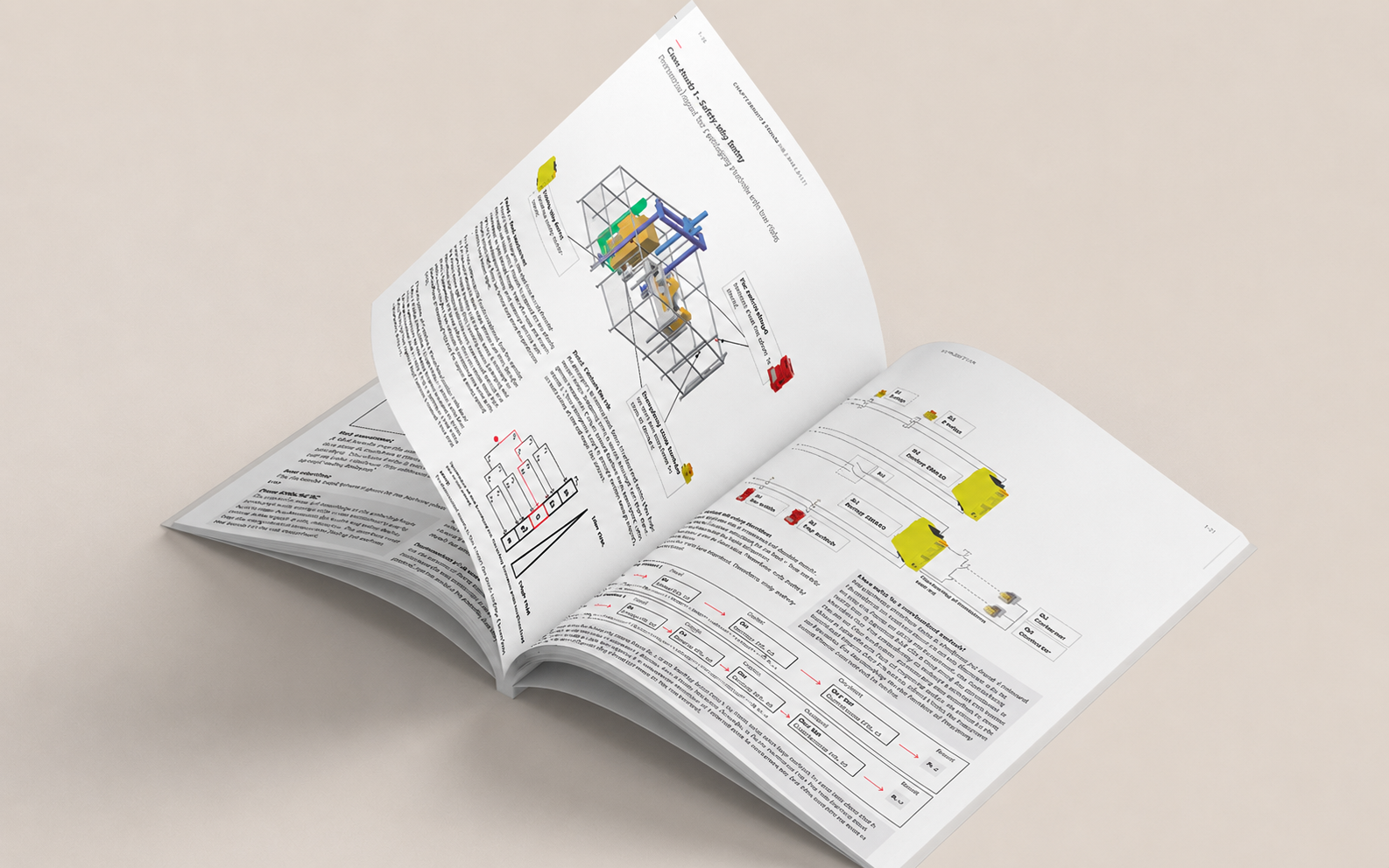 ABB technical catalog page spreads in warm tone